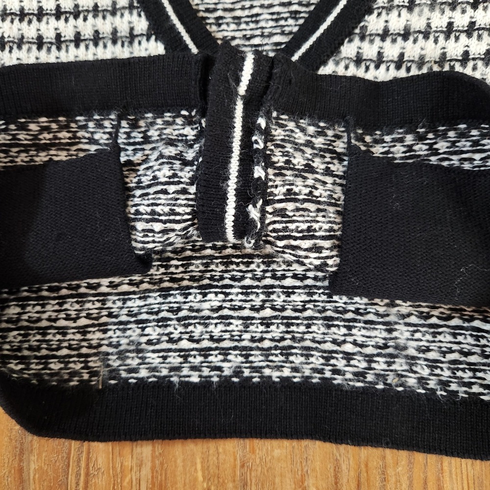 London Kaye Black White‎ Women's Cropped V-Neck Cardigan Buttons Large Office - Picture 7 of 15
